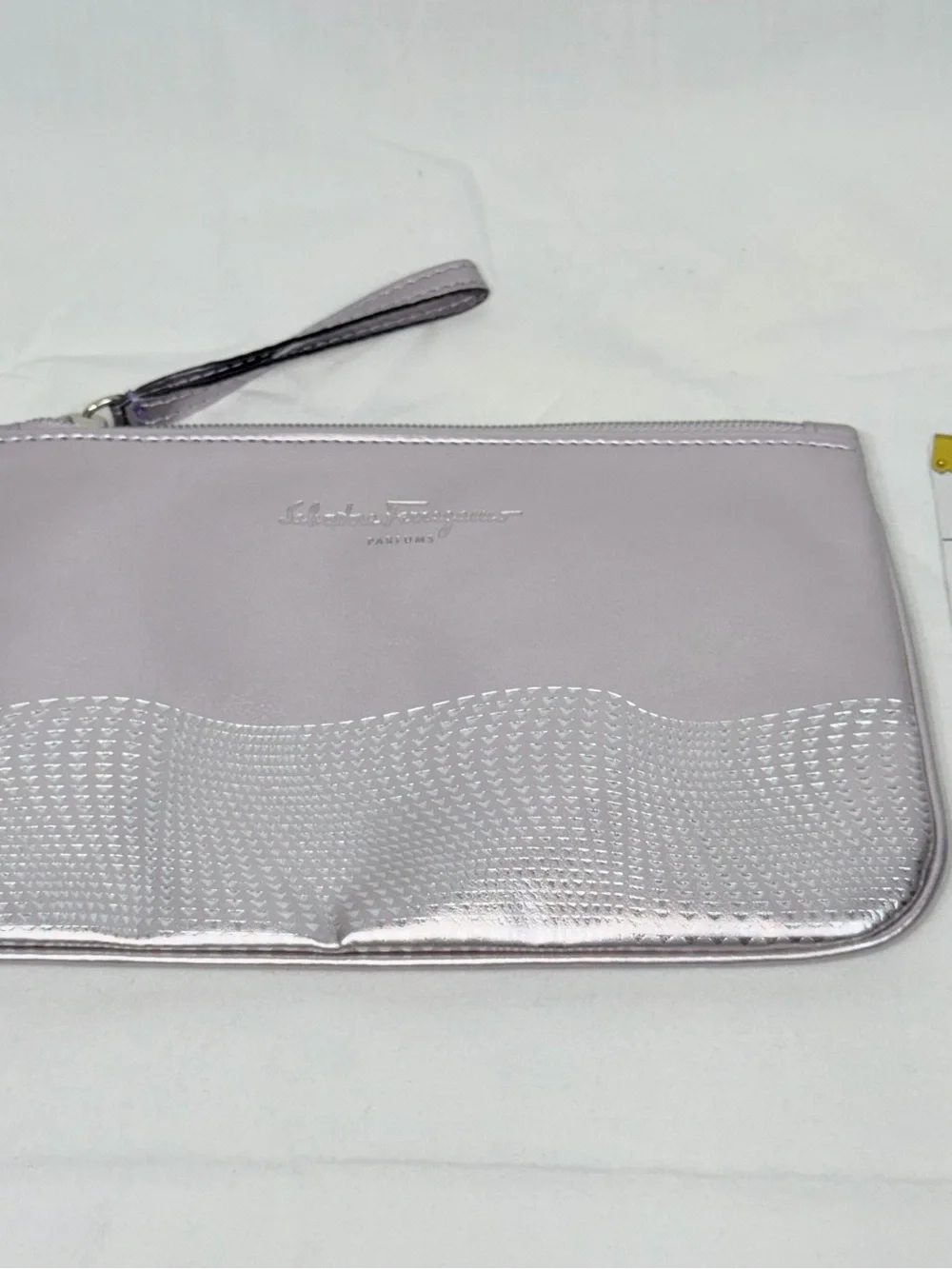 Salvatore Ferragamo Parfums Metallic Silver Cosmetic Travel Pouch NIP